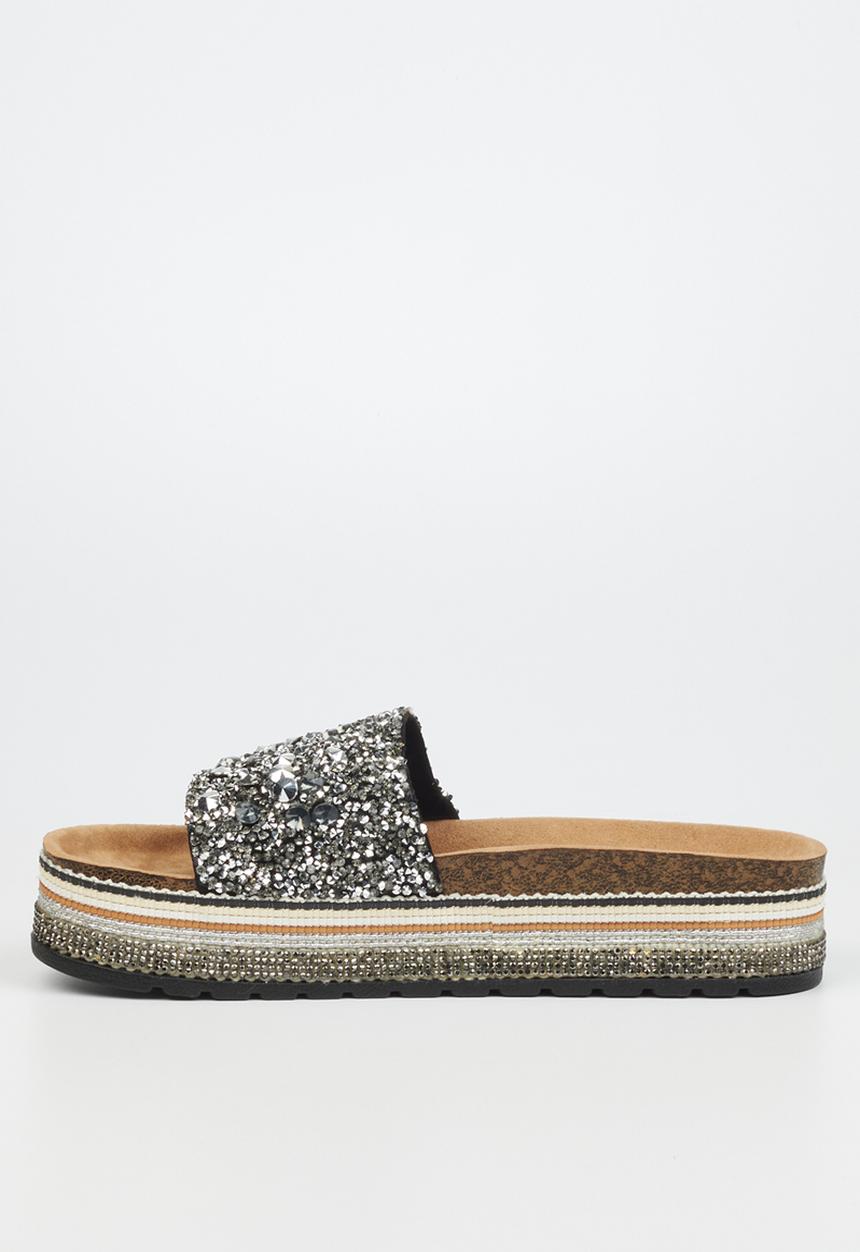 Miss Black - Prima7 flatform espadrille slide - black