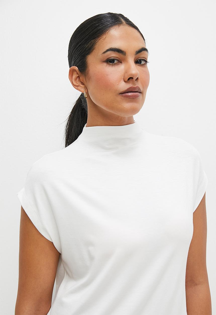edit - Grown on sleeve high neck tee - milk