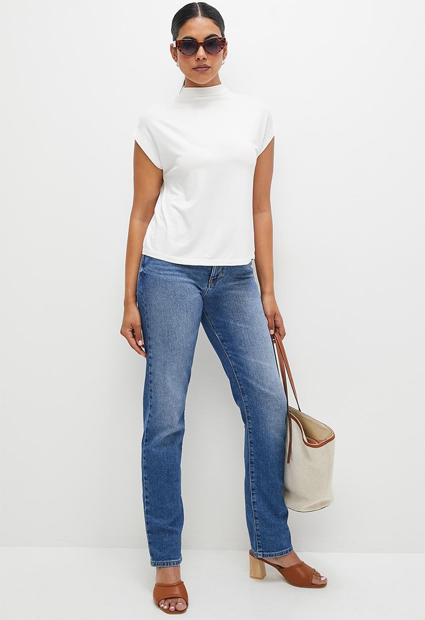 edit - Grown on sleeve high neck tee - milk