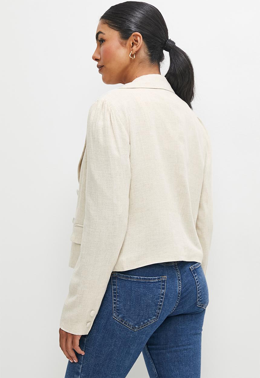 edit - Fitted linen blazer - ecru