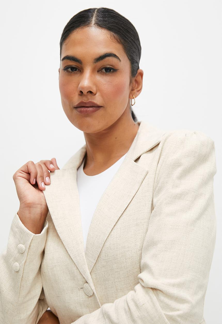 edit - Fitted linen blazer - ecru