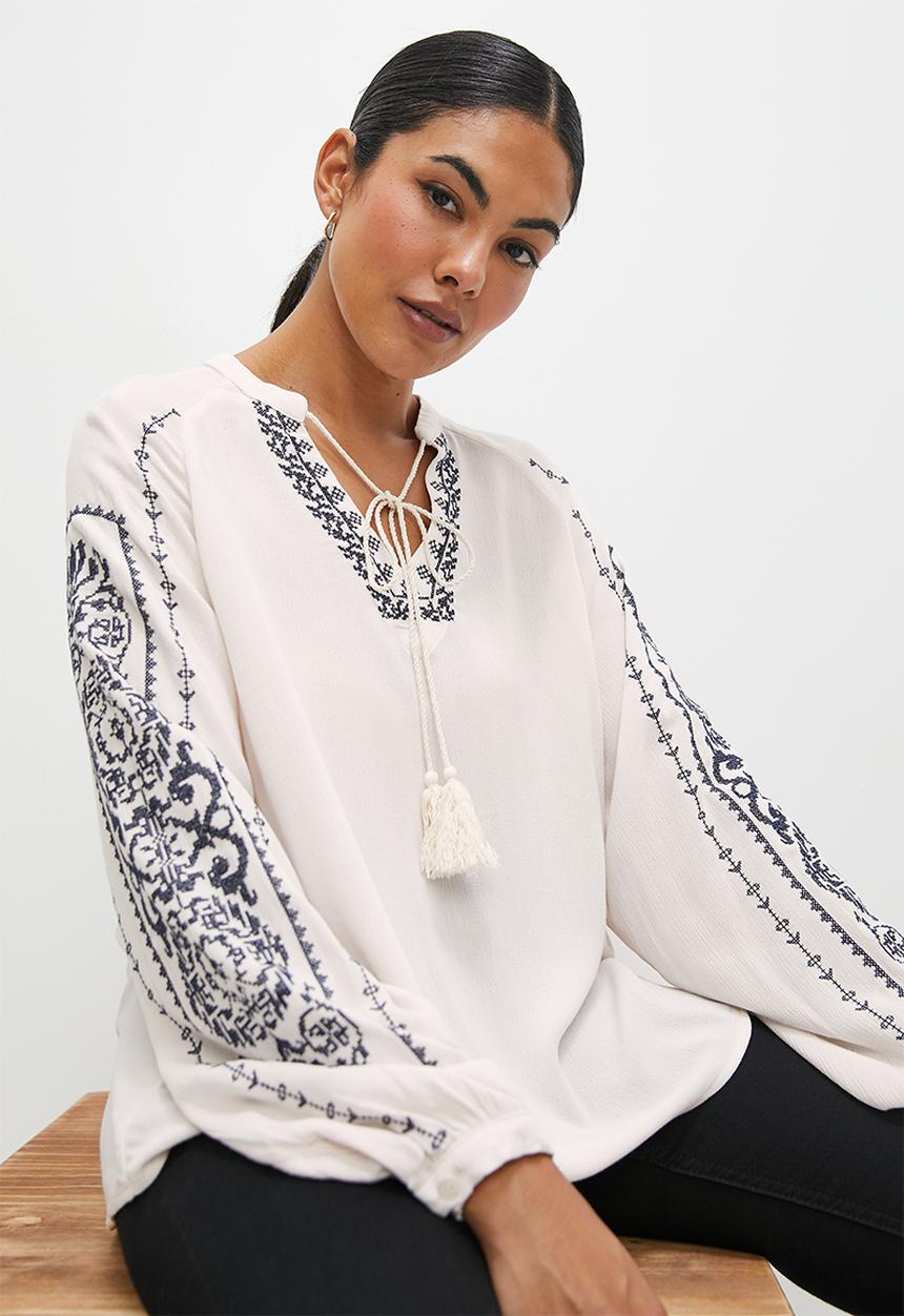 edit - Embroided overshirt - milk