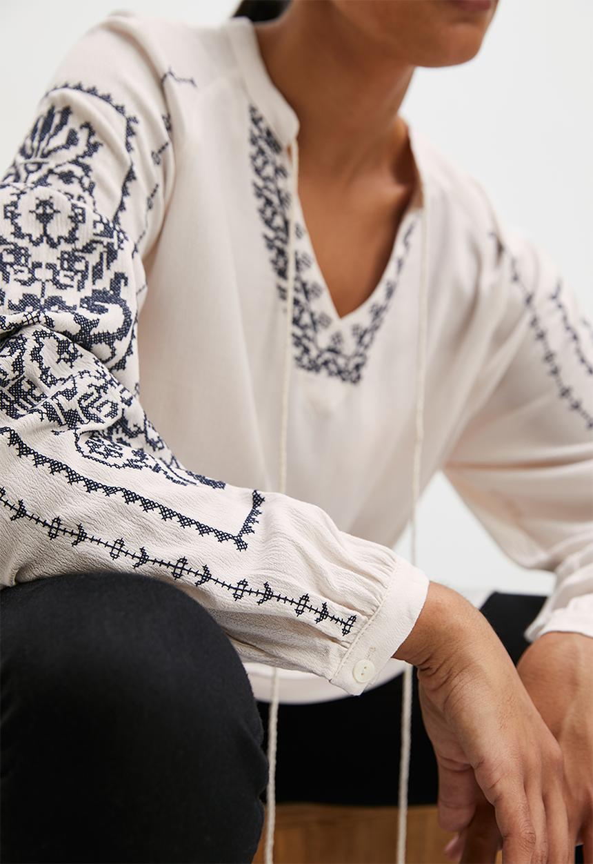edit - Embroided overshirt - milk