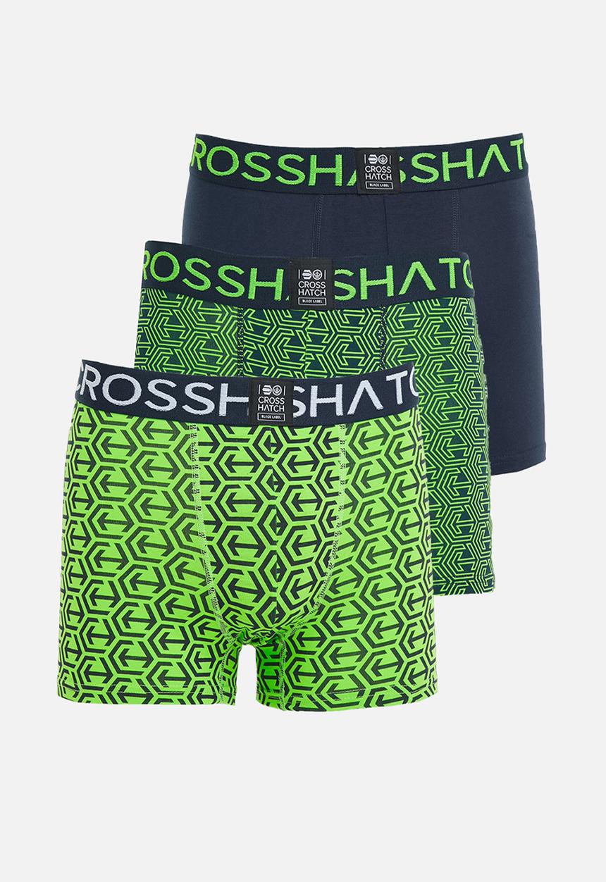 Crosshatch - Hexaline ch 3-pack boxer shorts - jasmine green & navy