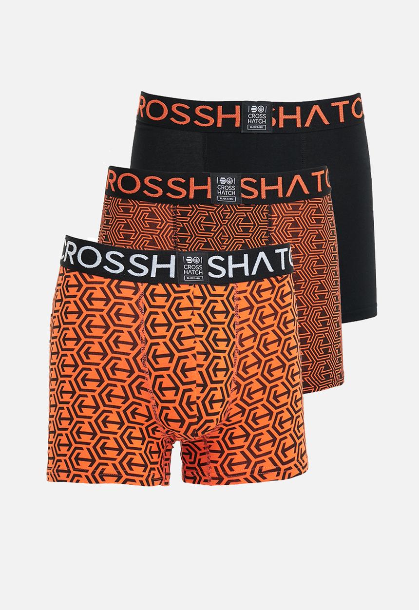 Crosshatch - Hexaline ch 3-pack boxer shorts - burnt orange & black