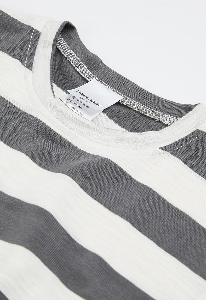 Pop Candy - Boys stripe tee & shorts set - white & grey 