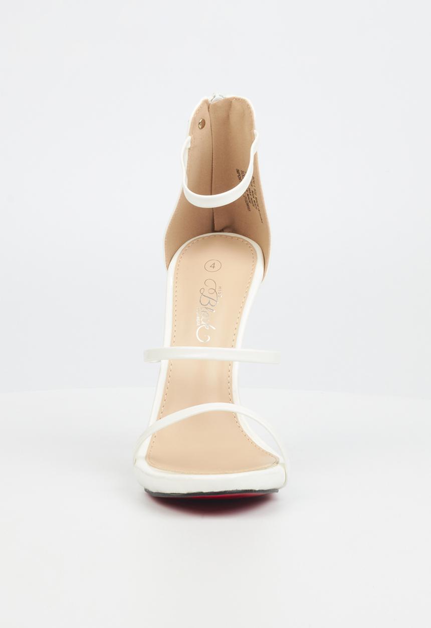 Miss Black - Bou1 barely there stiletto heel - white