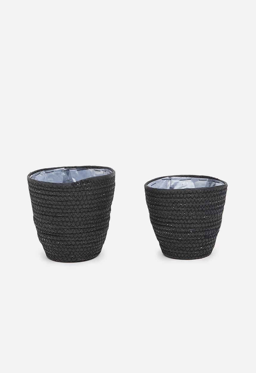 Sixth Floor - Muerte planter set of 2 - black