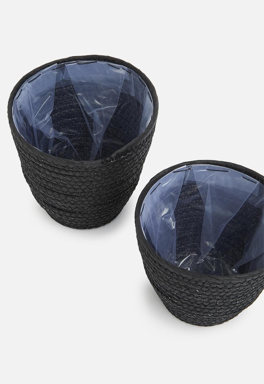 Sixth Floor - Muerte planter set of 2 - black