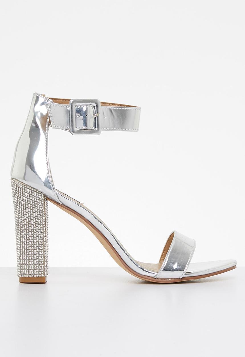 Madison® - Angelique buckle tie block heel - silver