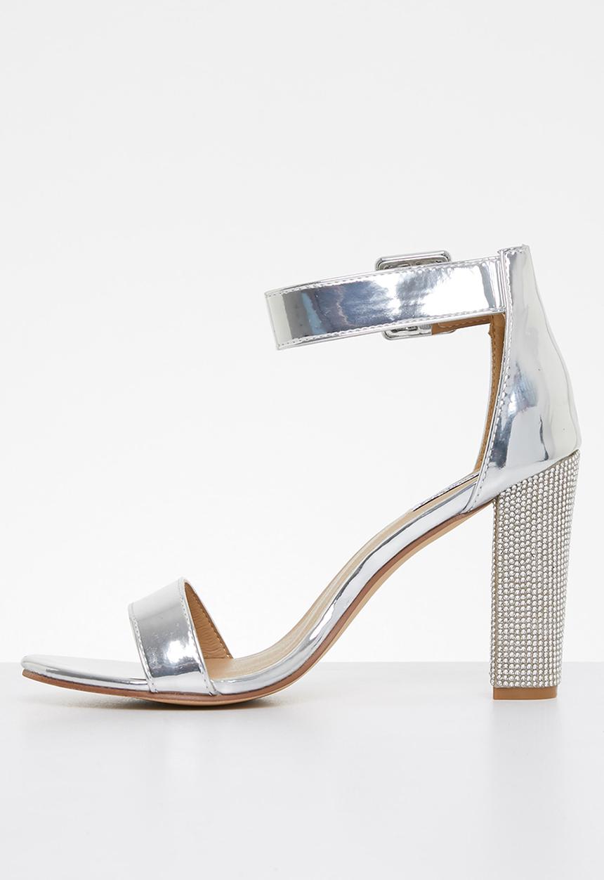 Madison® - Angelique buckle tie block heel - silver