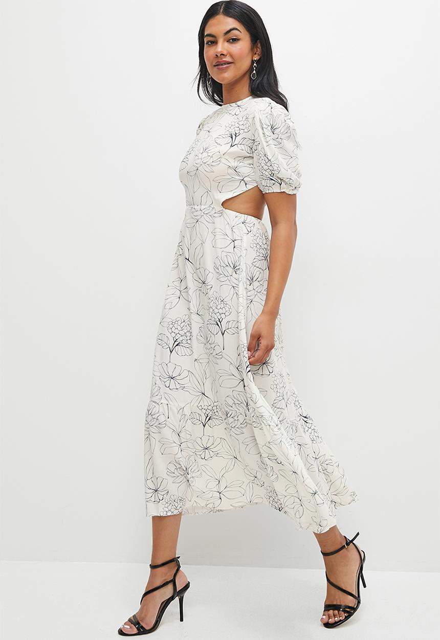 MILLA - Open back fit and flare midi - blue de fleurs