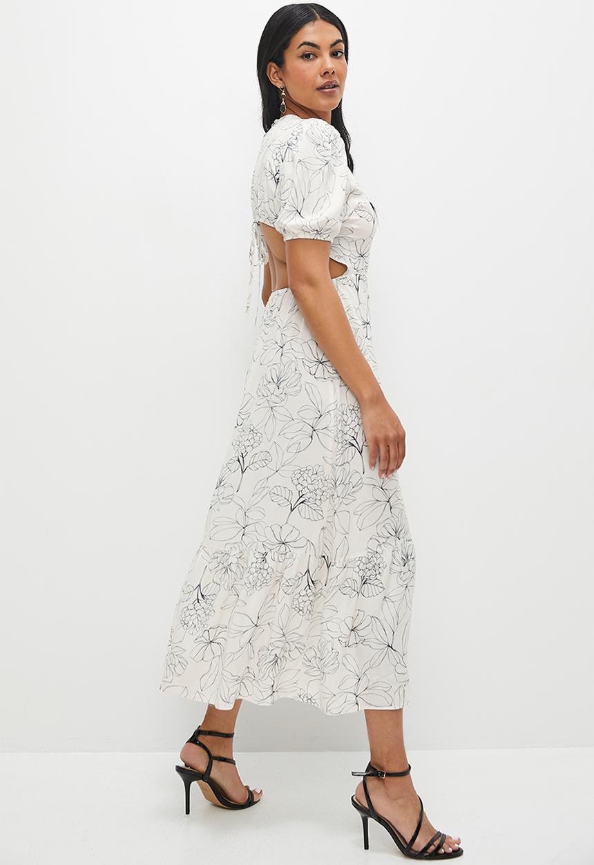 MILLA - Open back fit and flare midi - blue de fleurs