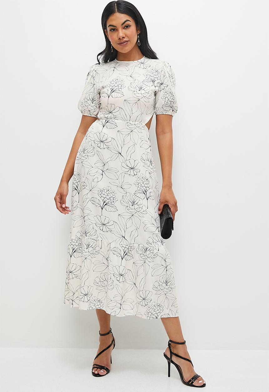 MILLA - Open back fit and flare midi - blue de fleurs