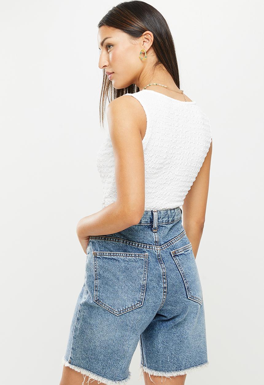 Glamorous - Petite textured bodysuit - white