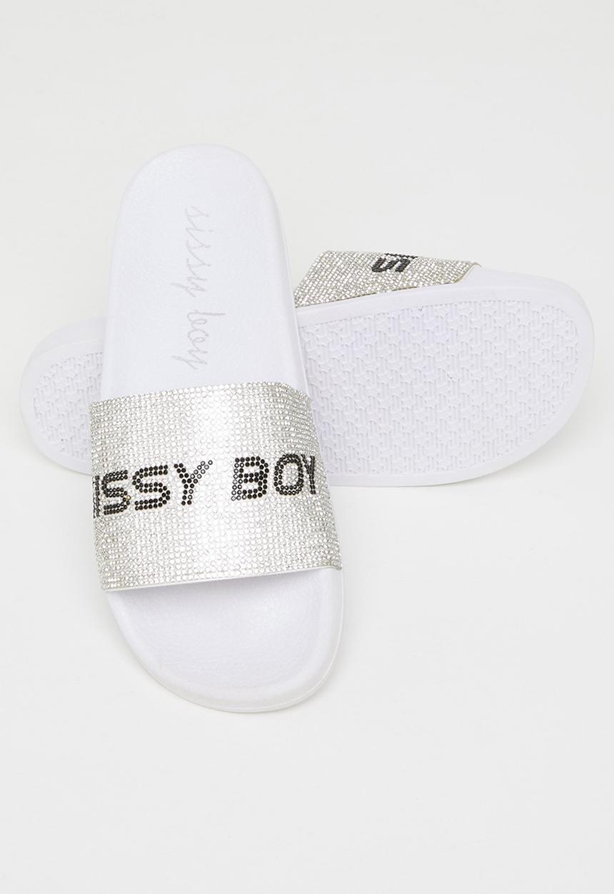 SISSY BOY - Crystal queen slide - white