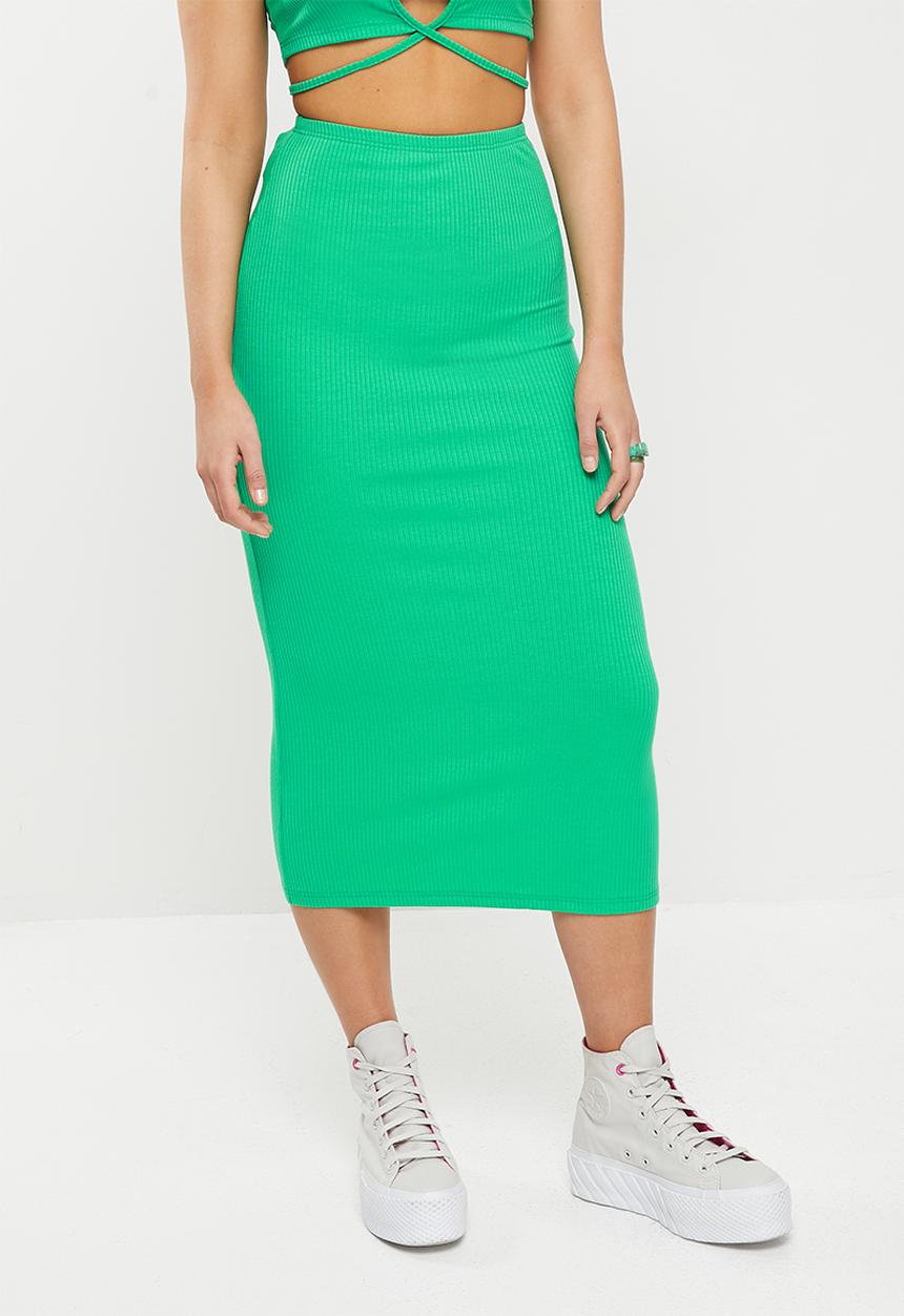 Glamorous - Arian rib skirt co-ord - bright green