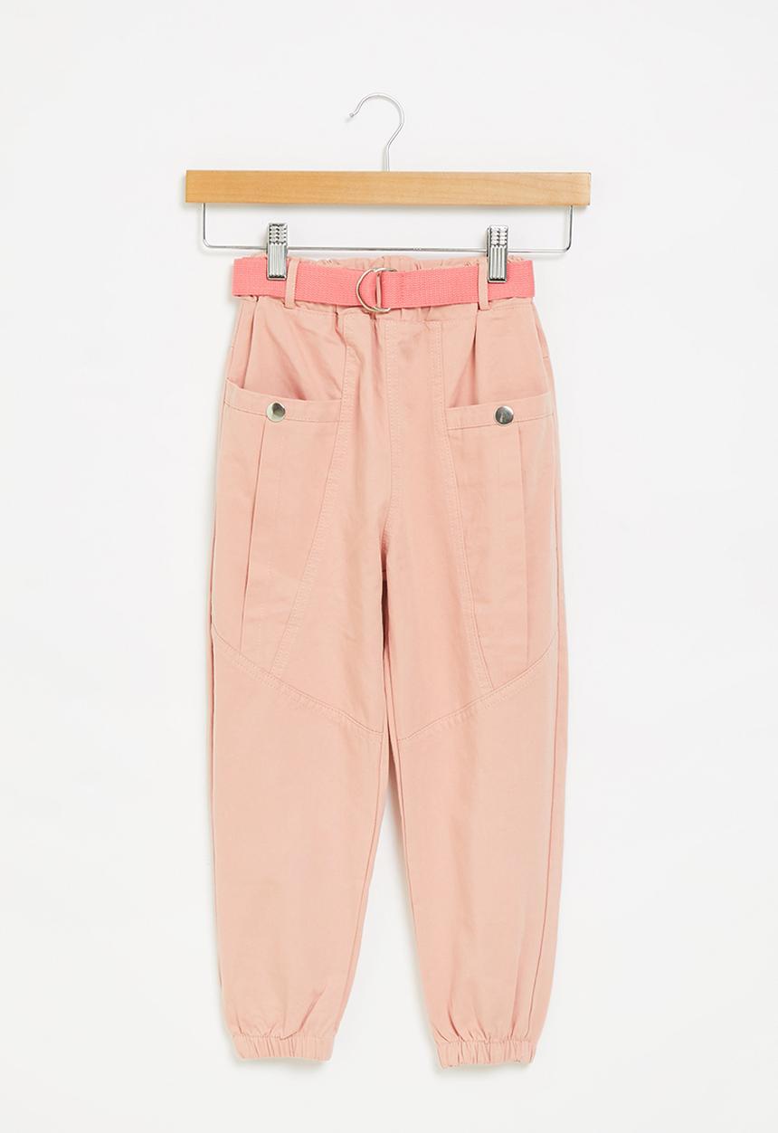 Rebel Republic - Girls cargo pants with belt - pink