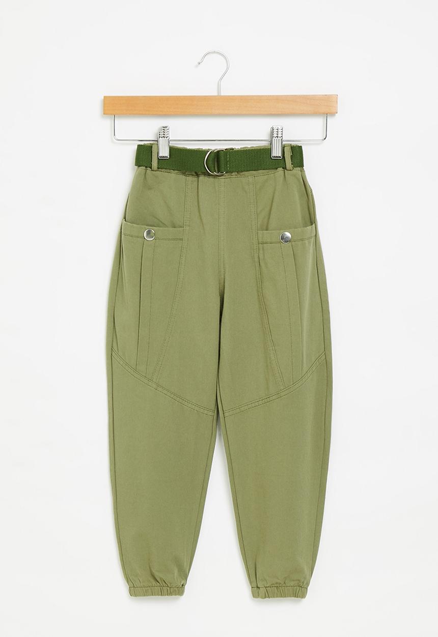 Rebel Republic - Girls cargo pants with belt - olive