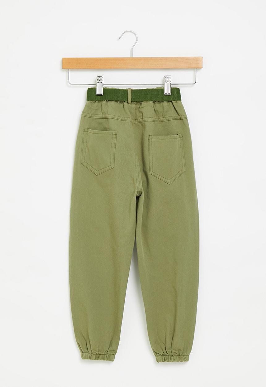 Rebel Republic - Girls cargo pants with belt - olive