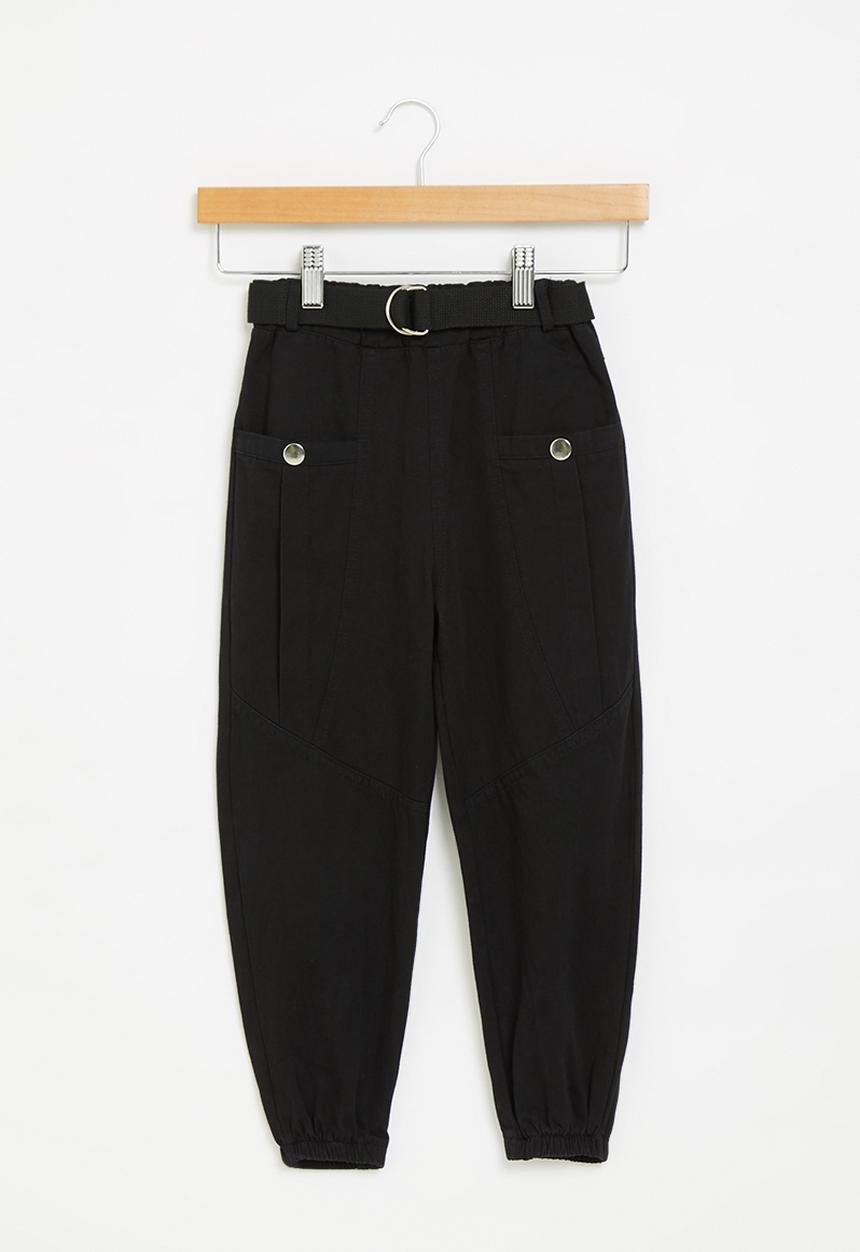 Rebel Republic - Girls cargo pants with belt - black