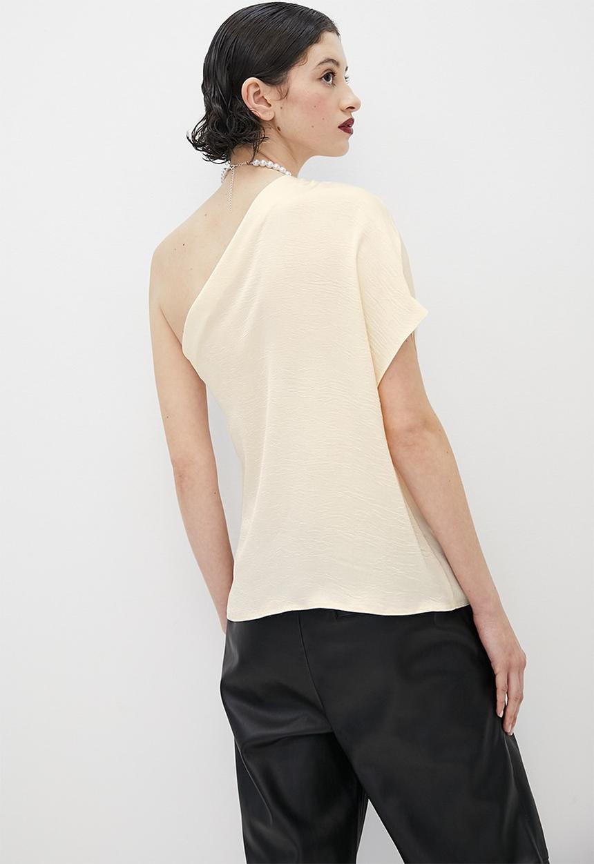 VELVET - Satin off shoulder draped blouse - brazillian sand