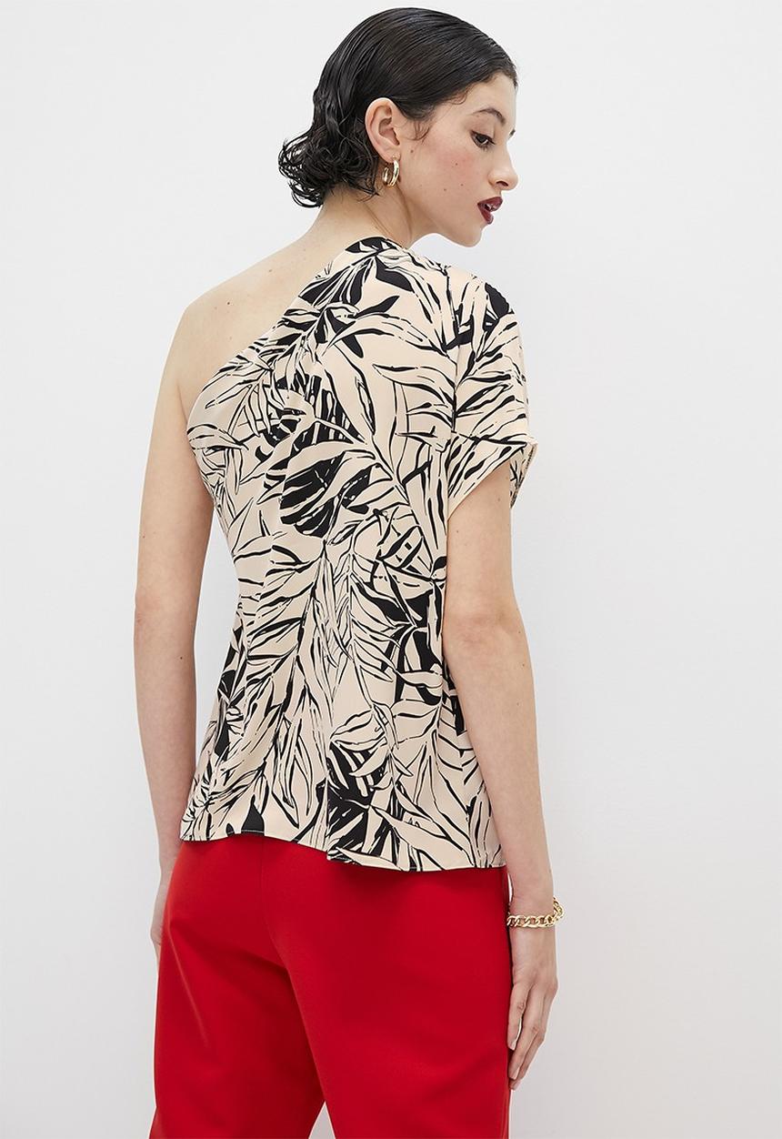 VELVET - Satin off shoulder draped blouse - tapioca tropical
