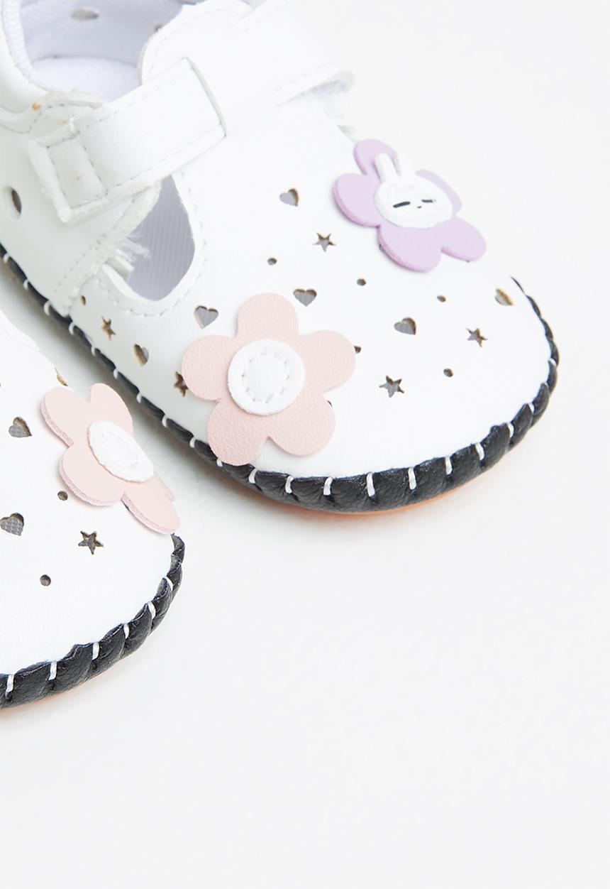 Pop Candy - Girls flower soft sole - white