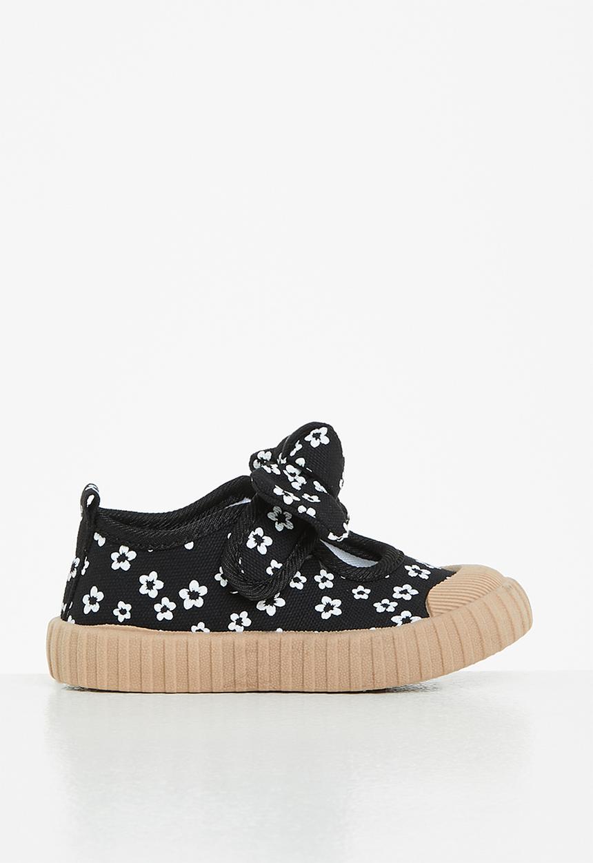Pop Candy - Girls flower slip-on - black
