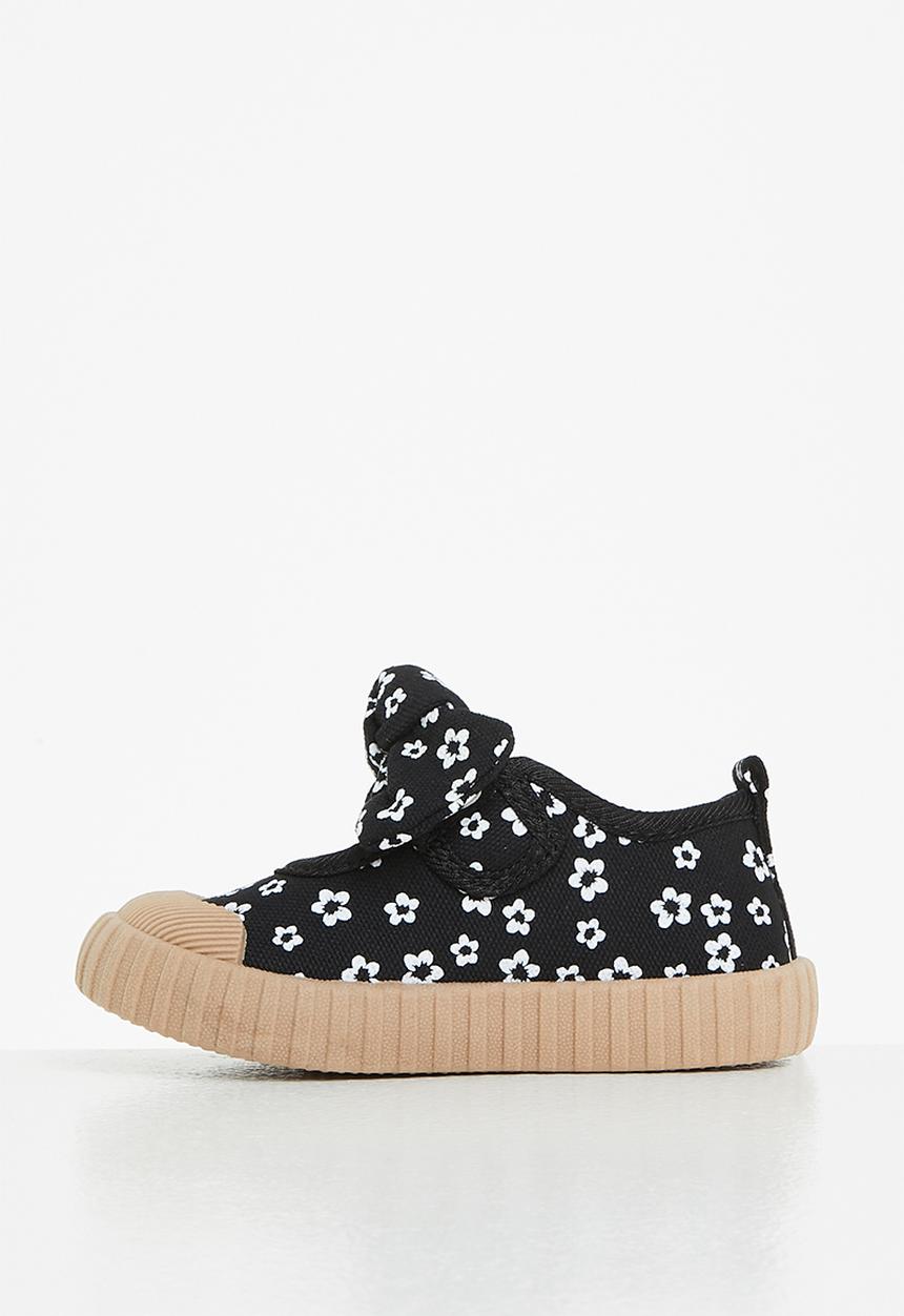 Pop Candy - Girls flower slip-on - black