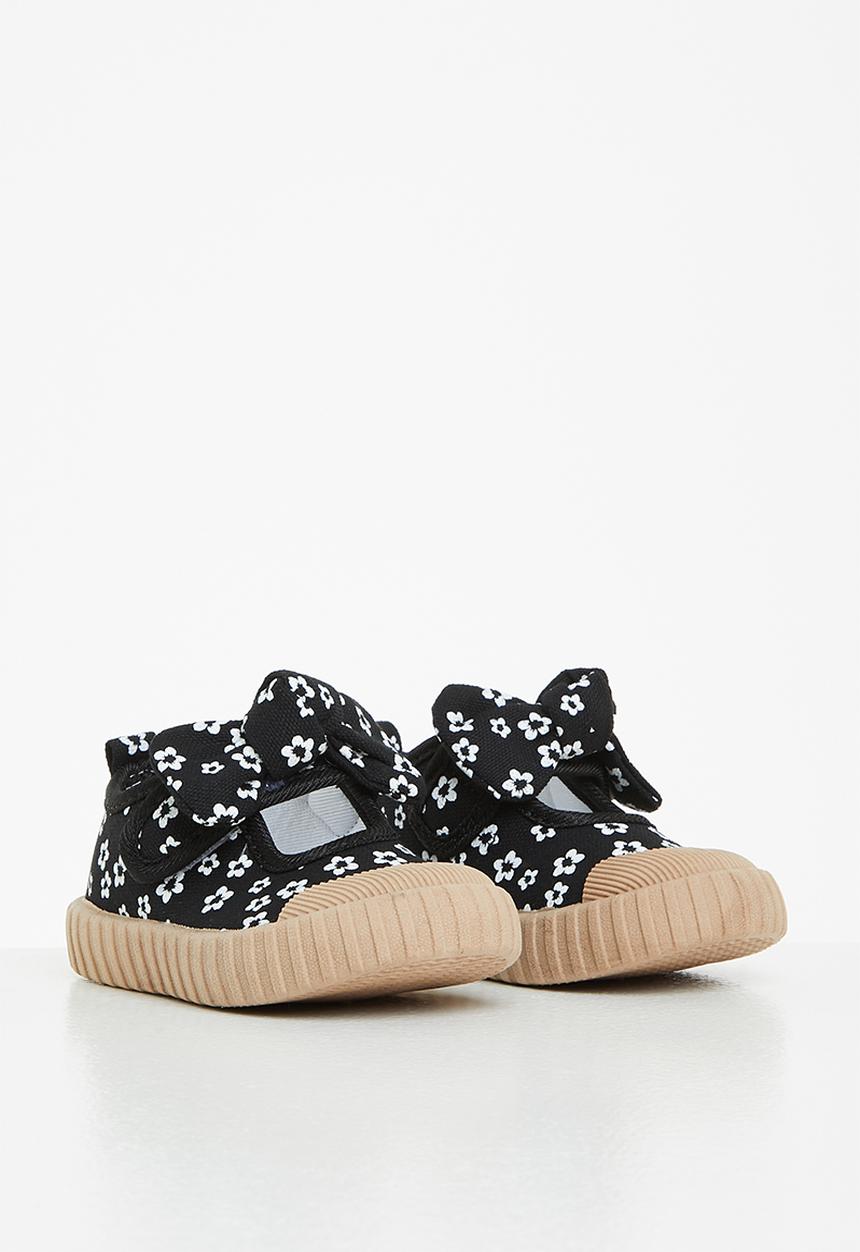 Pop Candy - Girls flower slip-on - black