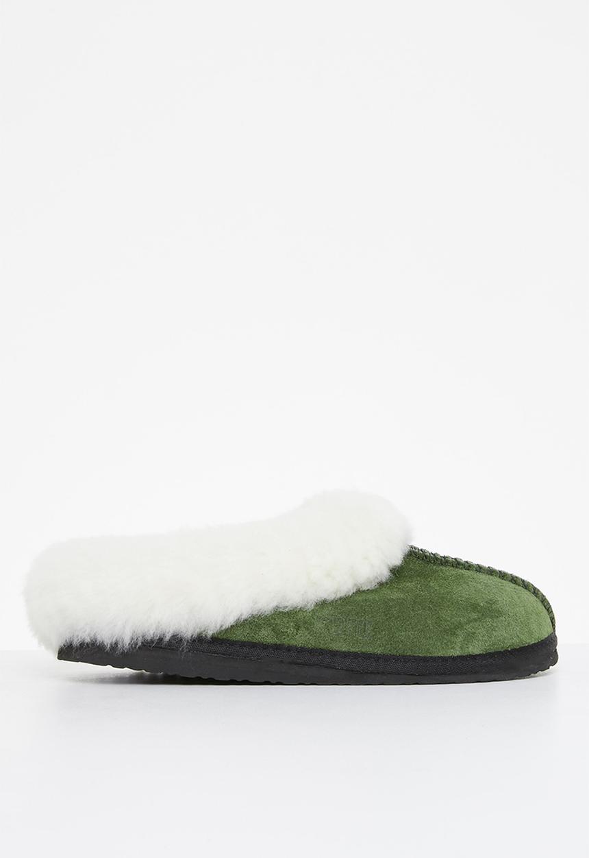 Karu - Sleek suede slipper - gunston olive green