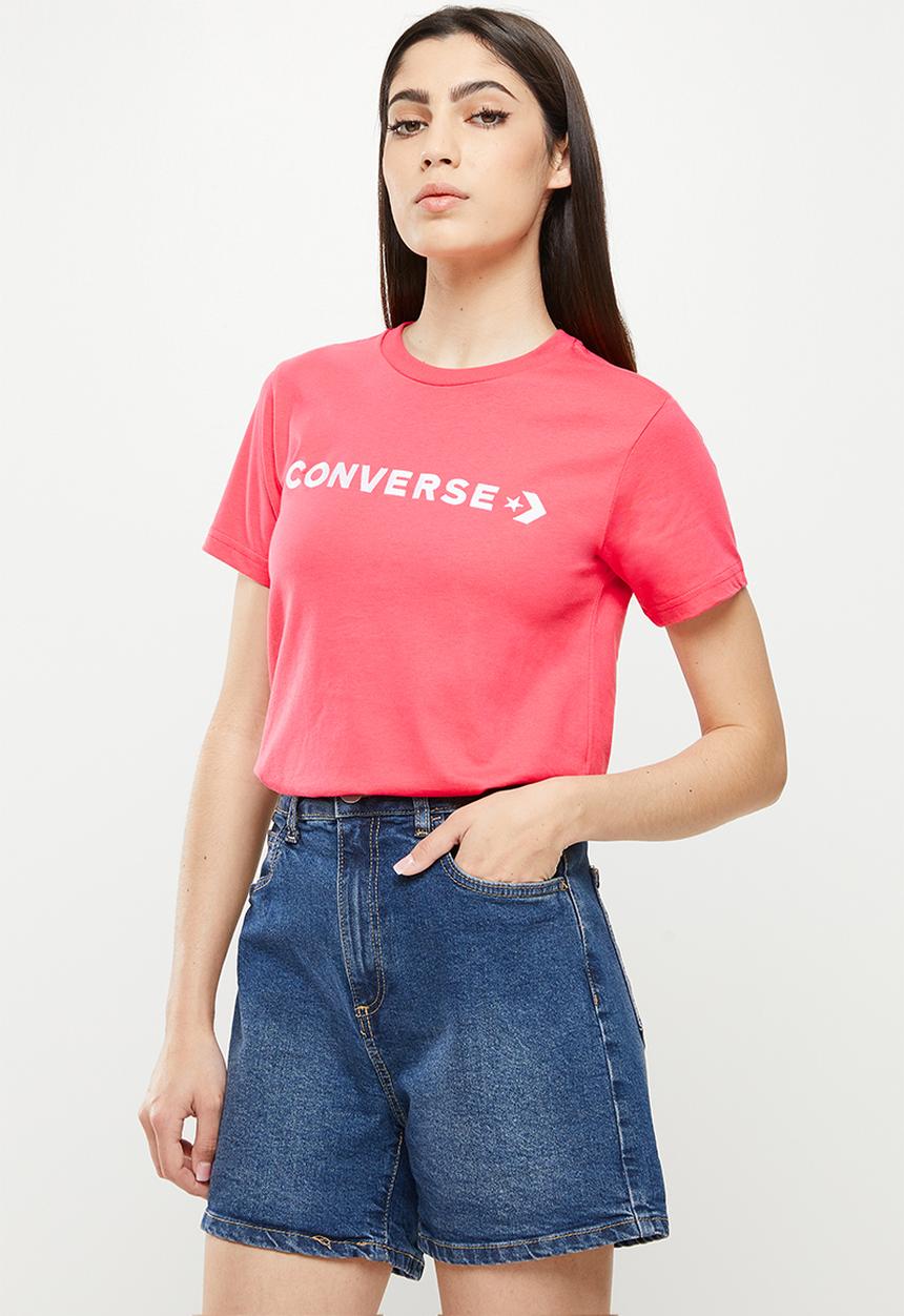 Converse - Cf strip wordmark short sleeve tee - strawberry jam
