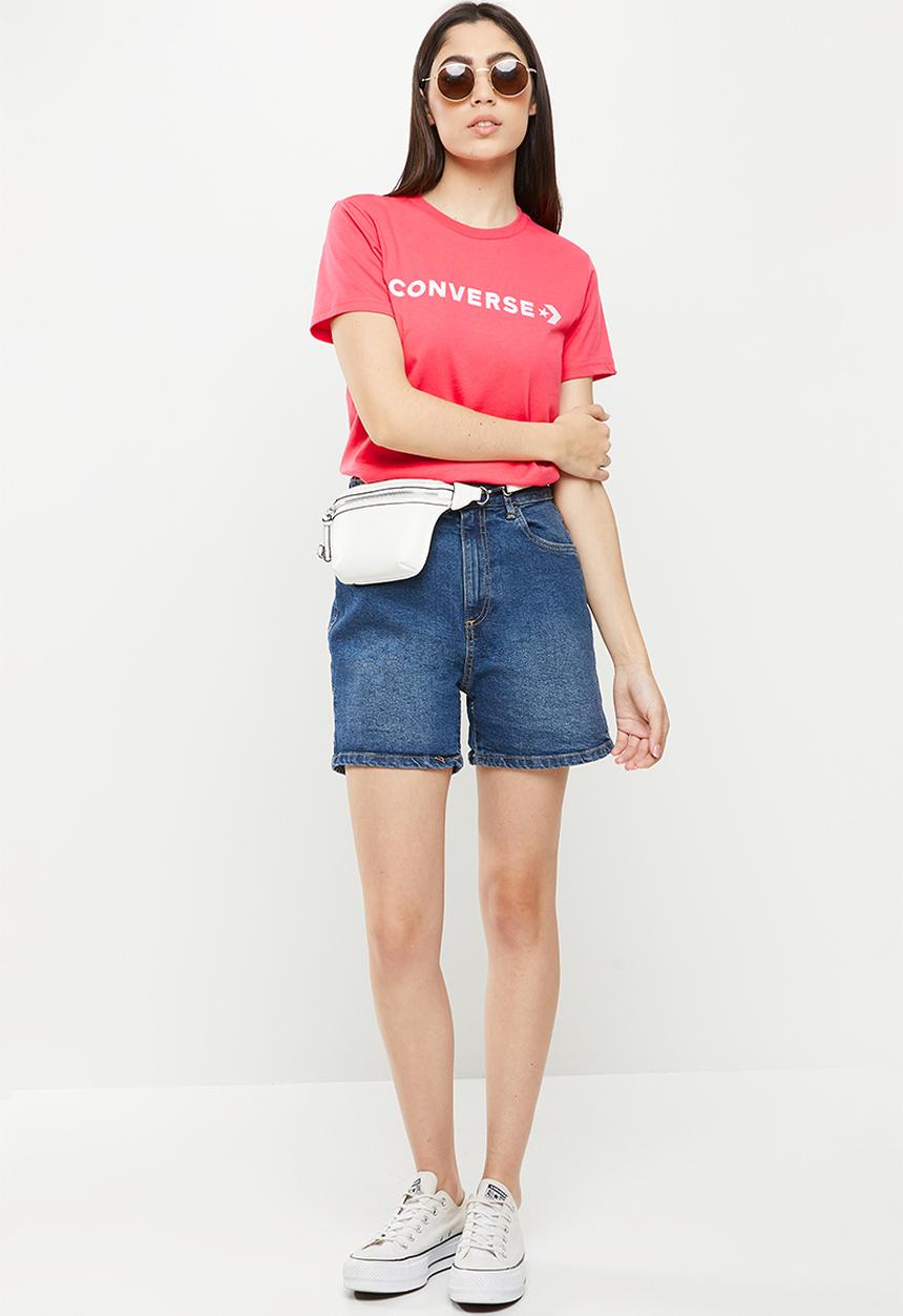 Converse - Cf strip wordmark short sleeve tee - strawberry jam