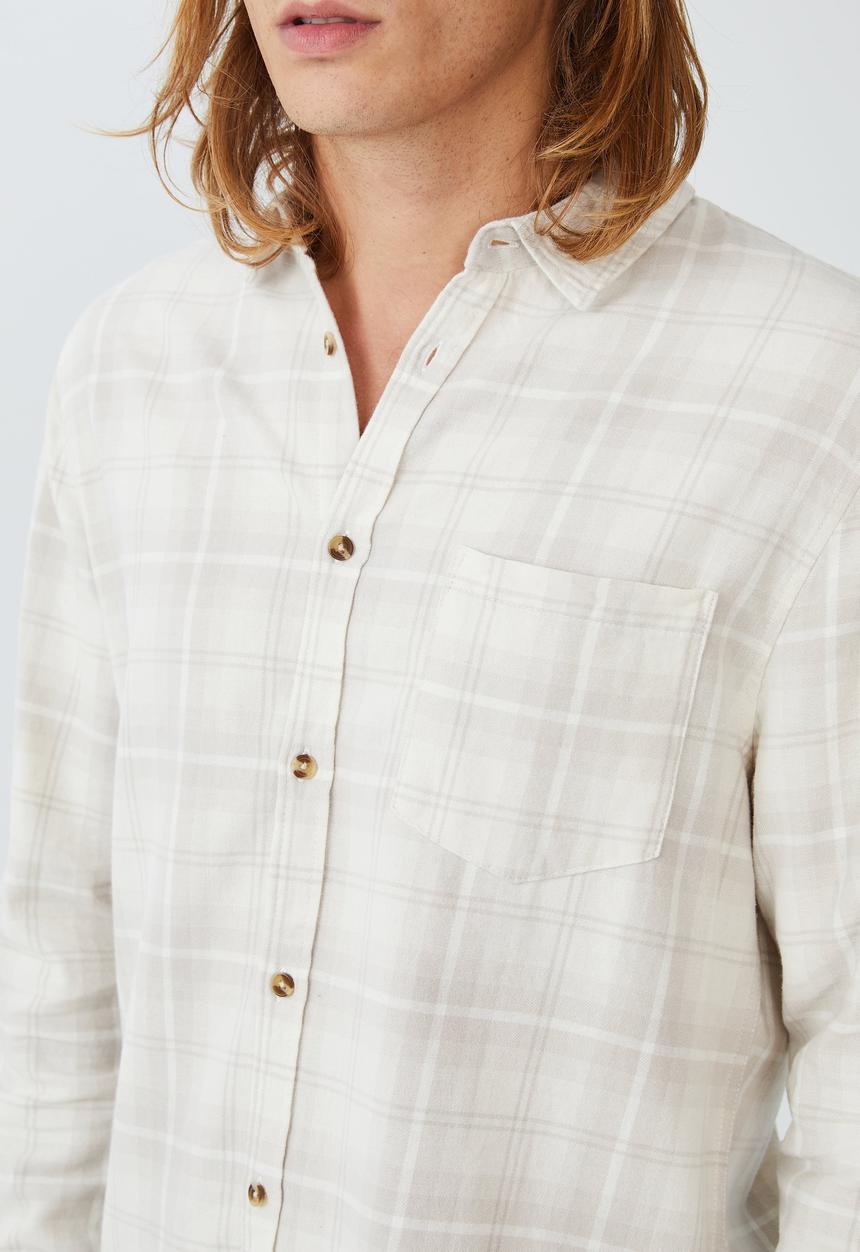 Cotton On - Camden long sleeve shirt - bone check