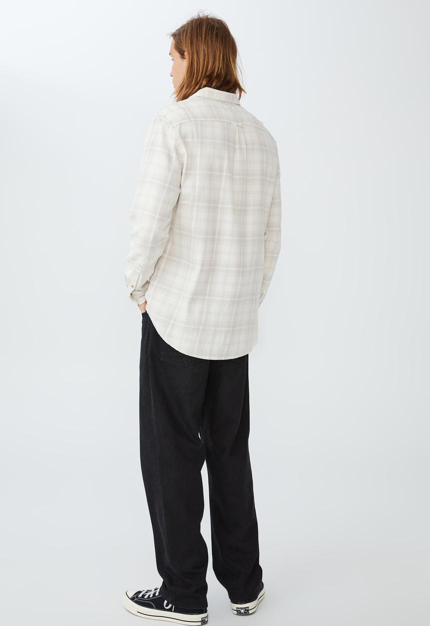 Cotton On - Camden long sleeve shirt - bone check