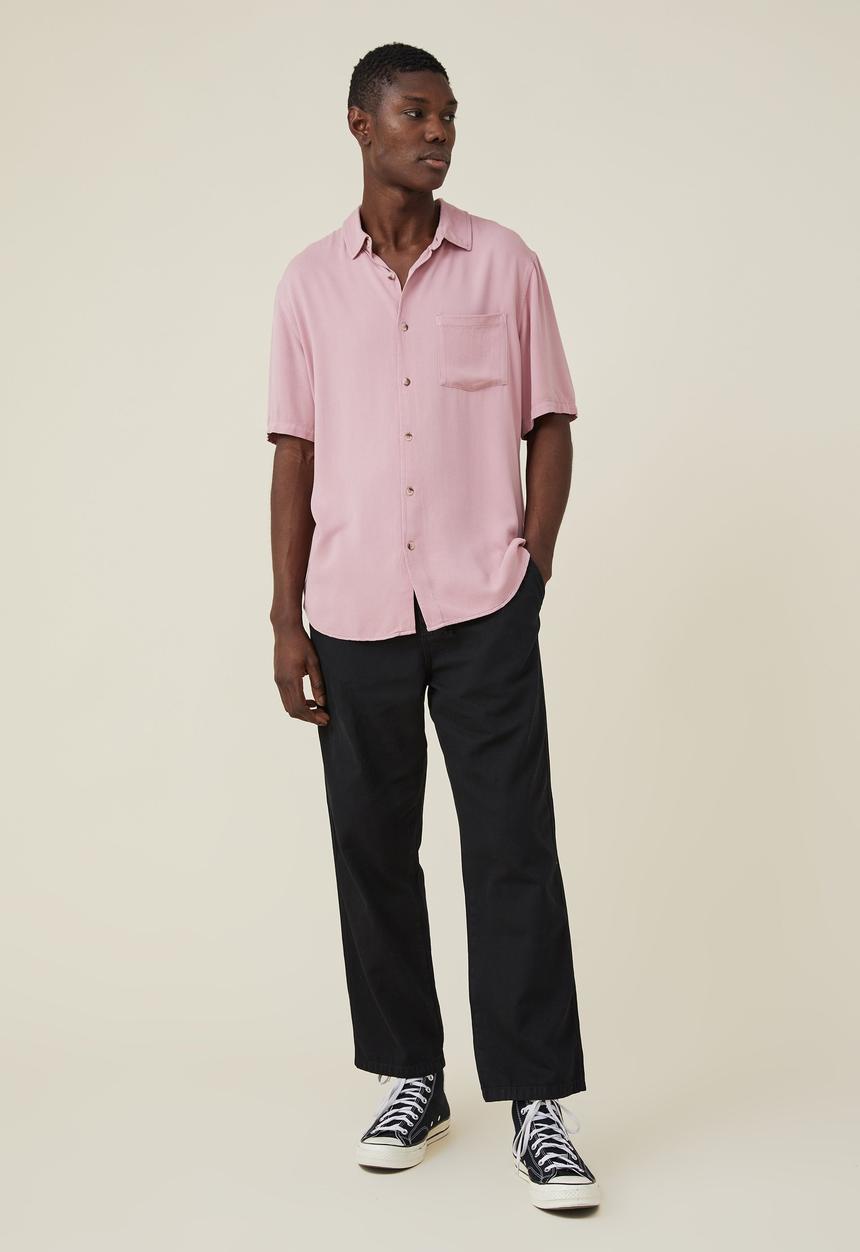 Cotton On - Cuban short sleeve shirt - chalk pink