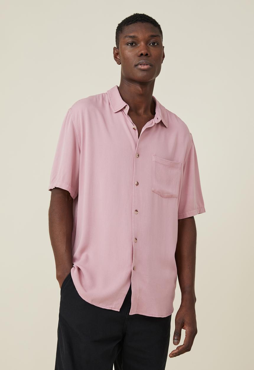 Cotton On - Cuban short sleeve shirt - chalk pink