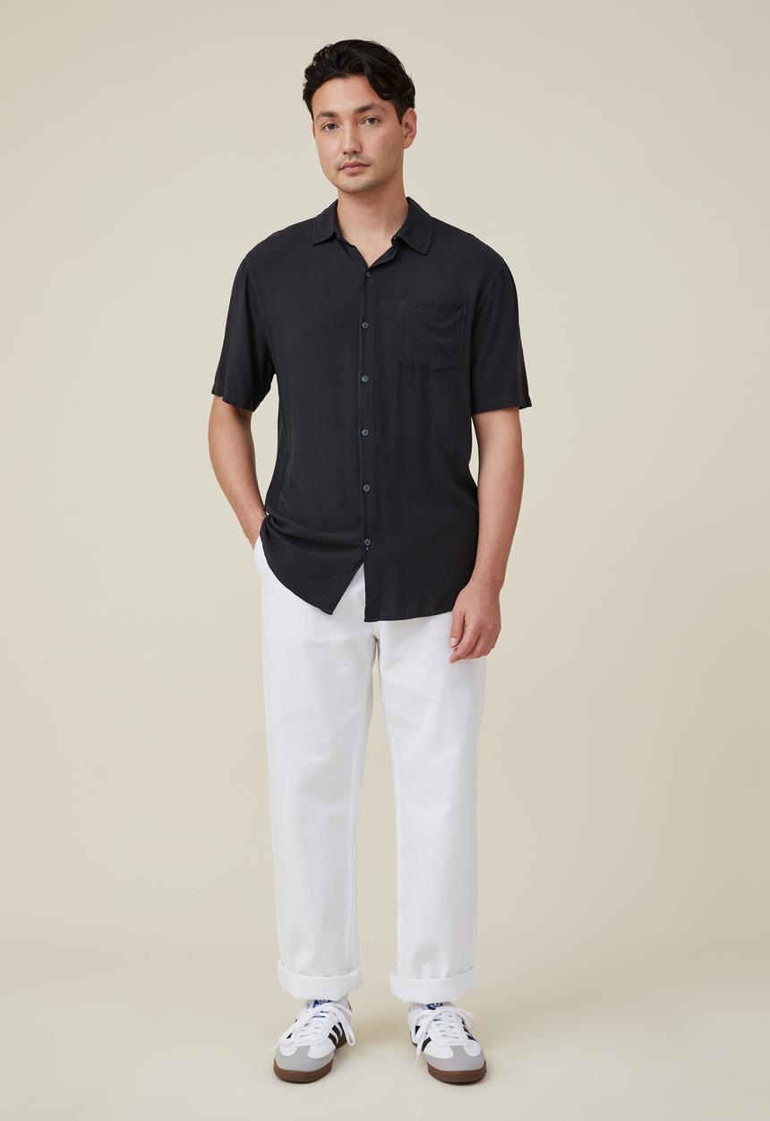 Cotton On - Cuban short sleeve shirt - washed black