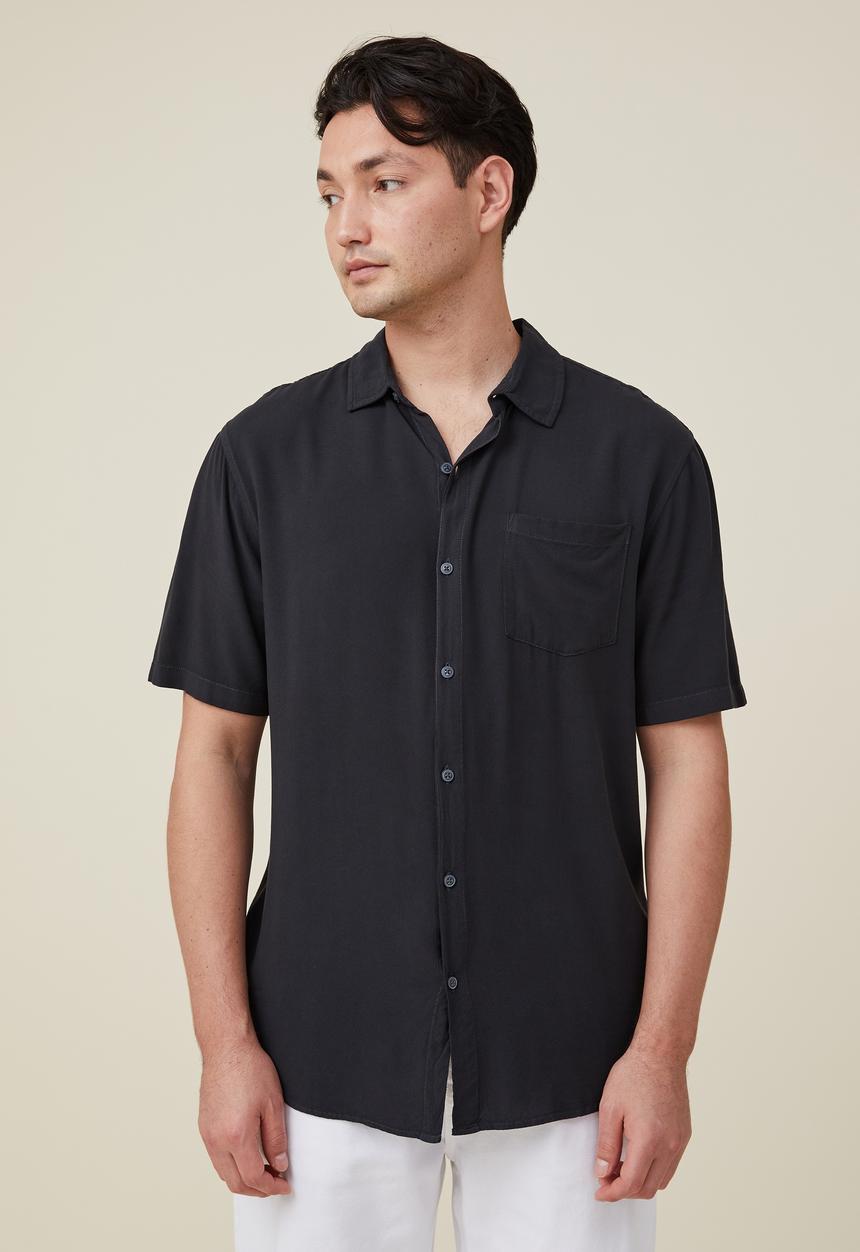 Cotton On - Cuban short sleeve shirt - washed black