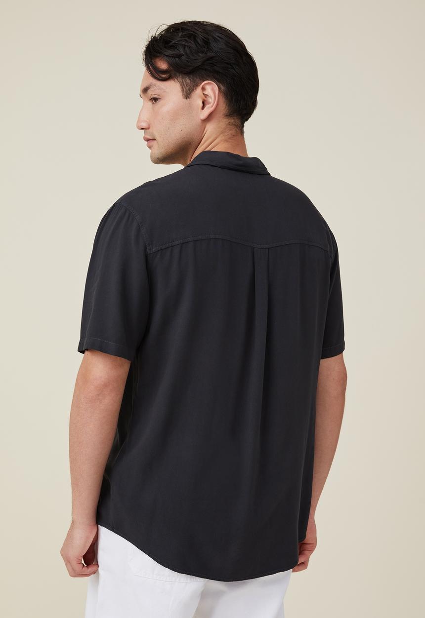 Cotton On - Cuban short sleeve shirt - washed black