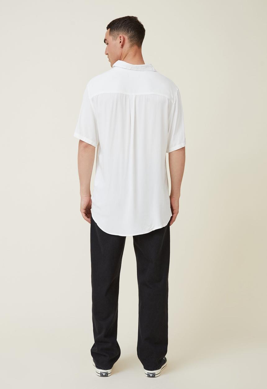 Cotton On - Cuban short sleeve shirt - white