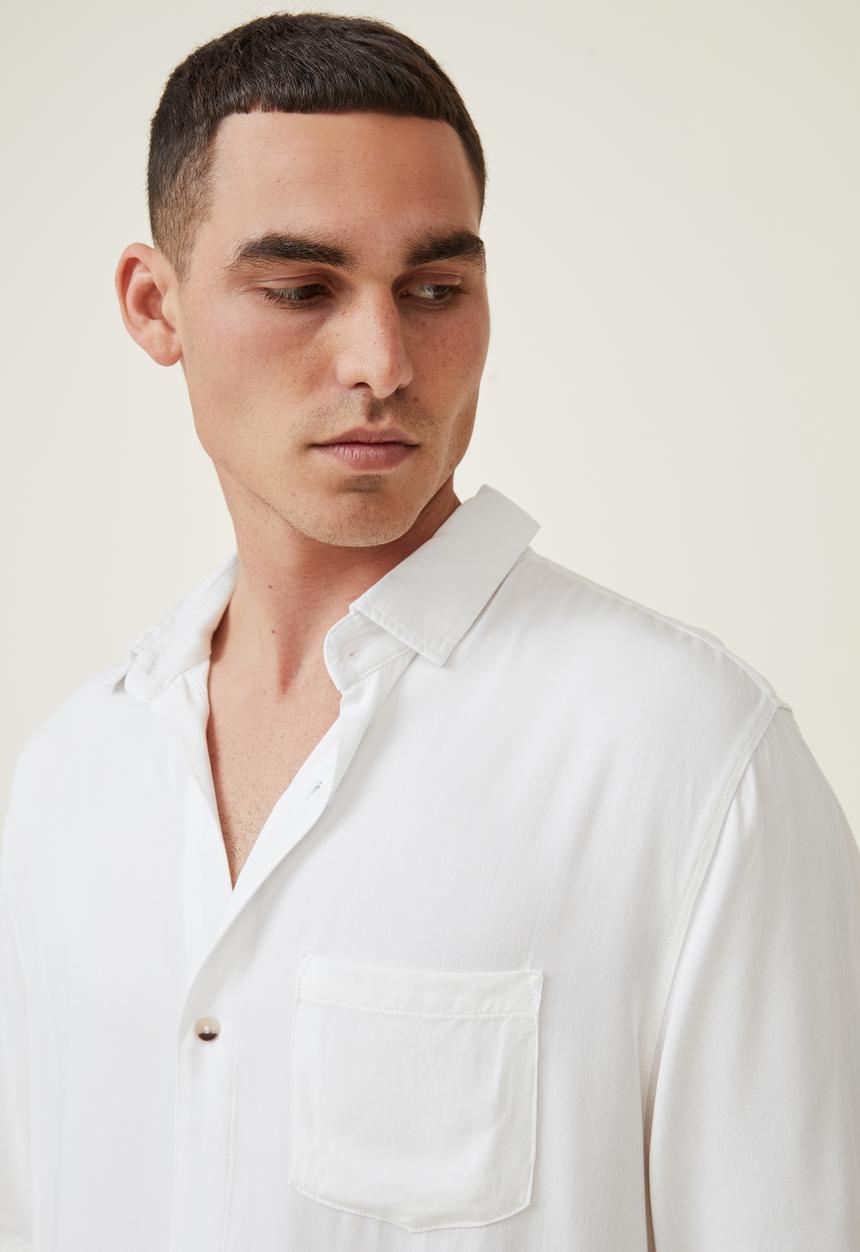 Cotton On - Cuban short sleeve shirt - white