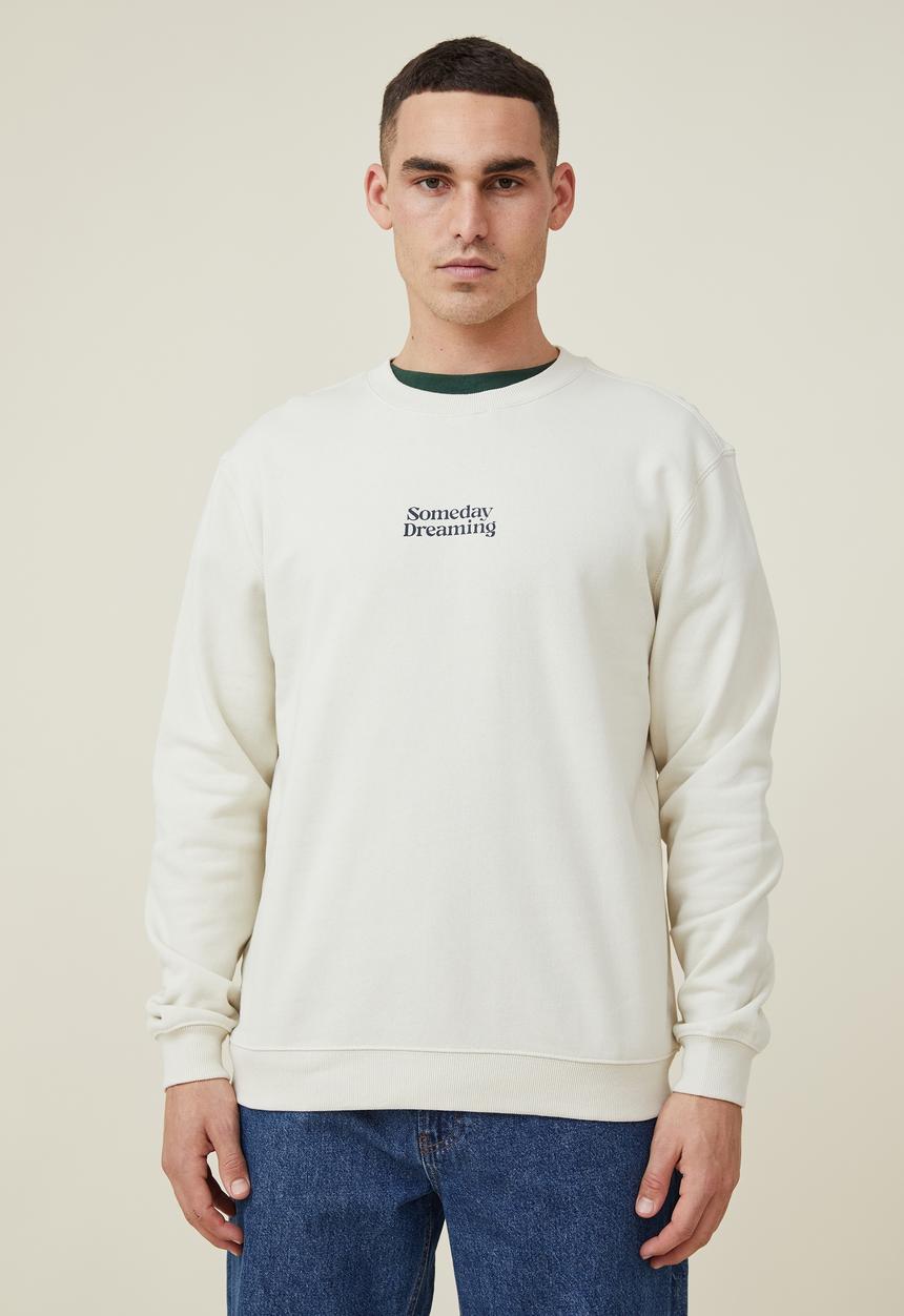 Cotton On - Graphic crew fleece - ecru/someday dreaming
