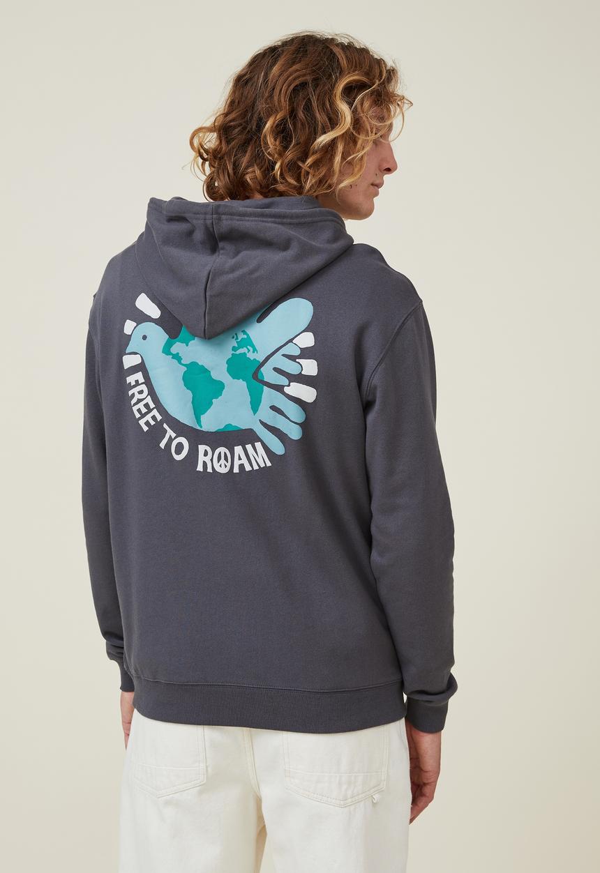 Cotton On - Graphic fleece pullover - faded slate/free to roam