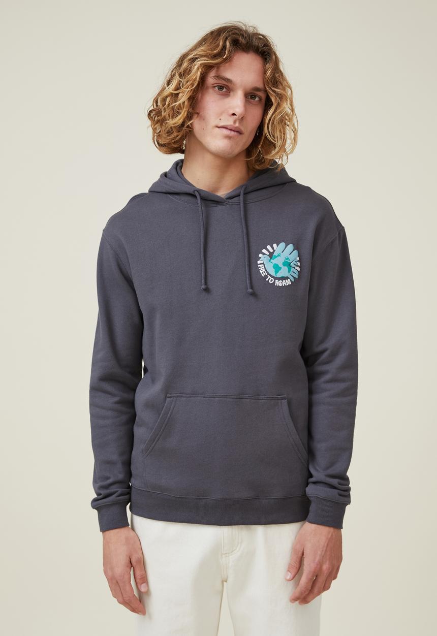 Cotton On - Graphic fleece pullover - faded slate/free to roam