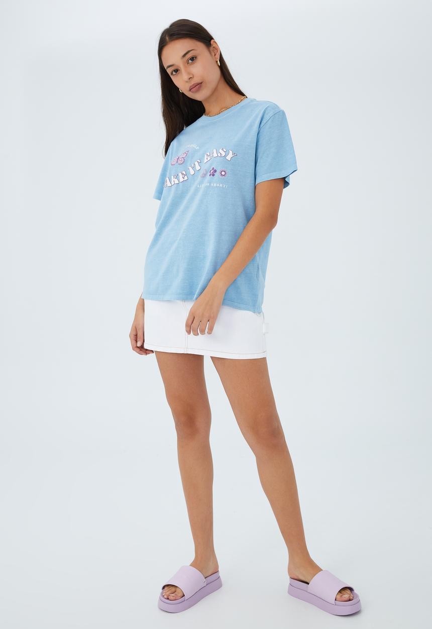Cotton On - Regular fit graphic tee - take it easy/calm blue