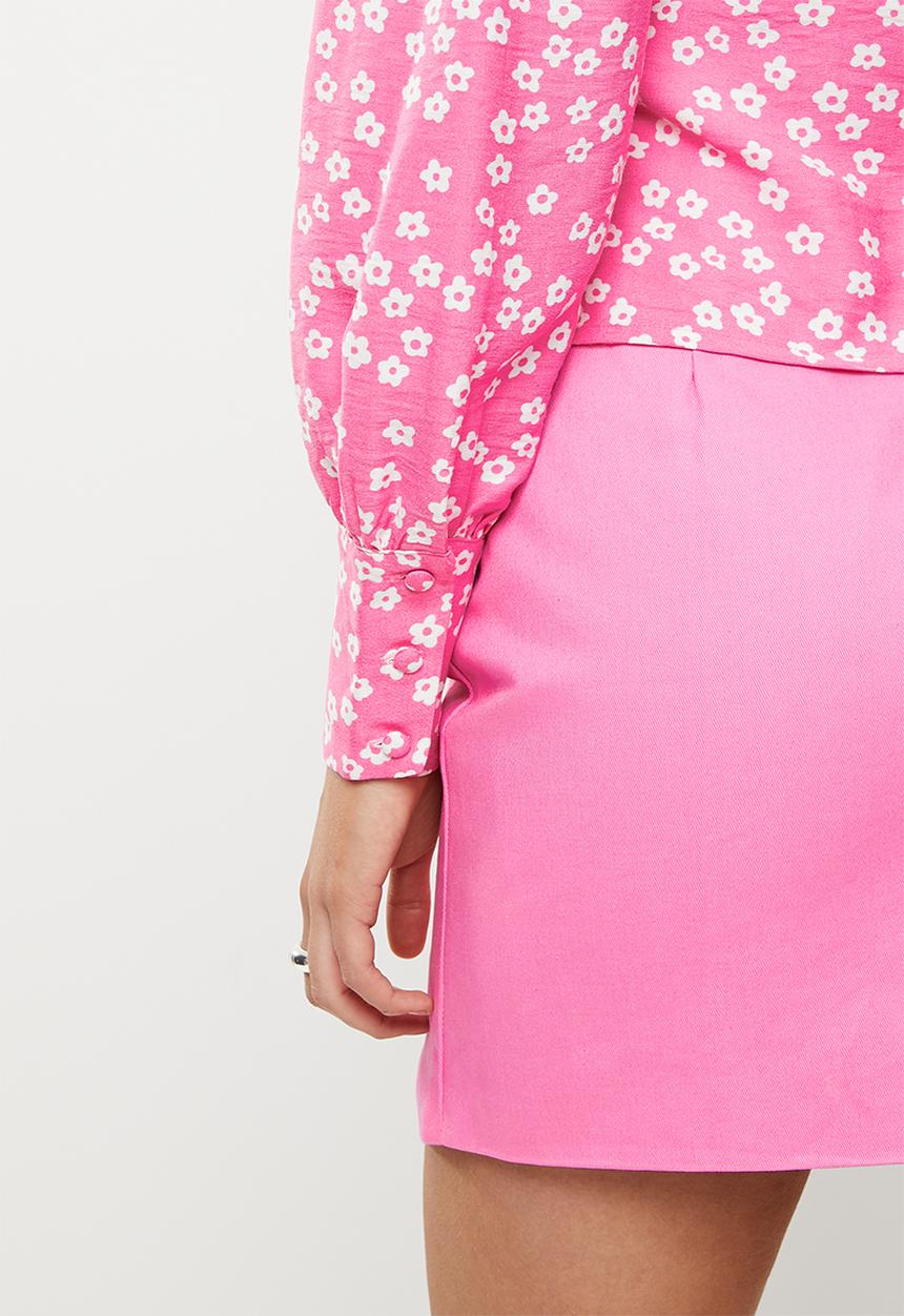 Glamorous - Flower print button down blouse - candy pink