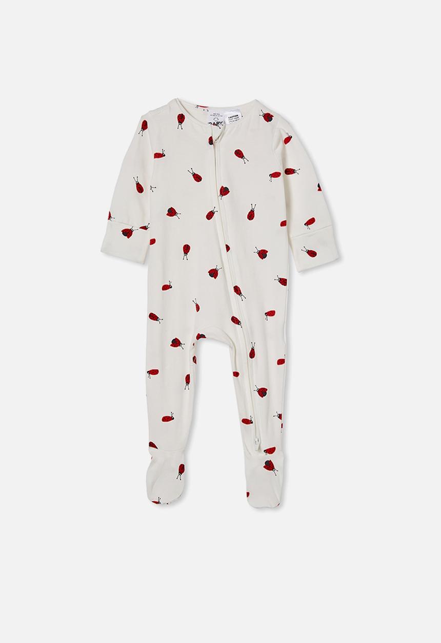 Cotton On - The long sleeve zip romper - vanilla/lou ladybug