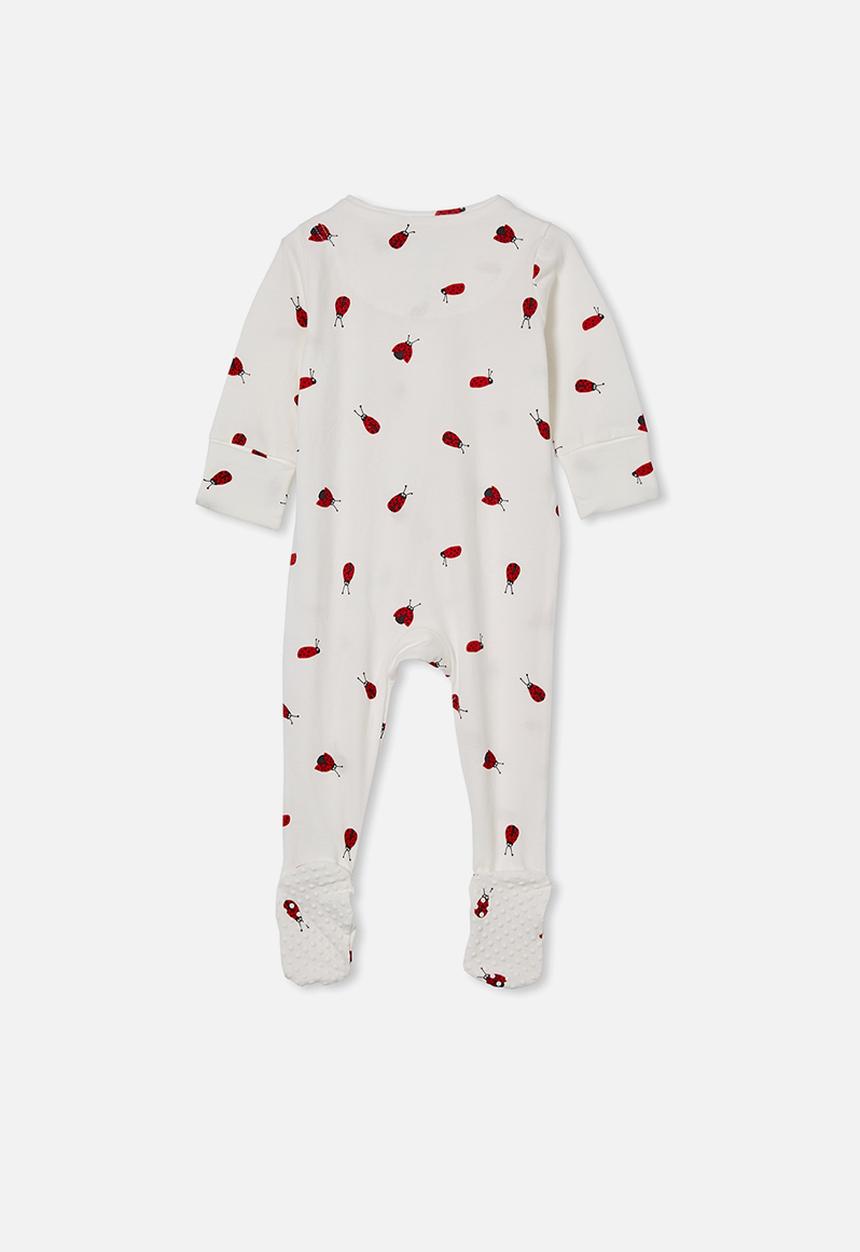 Cotton On - The long sleeve zip romper - vanilla/lou ladybug
